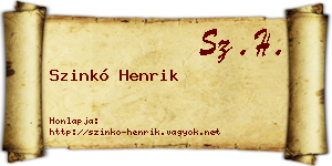 Szinkó Henrik névjegykártya